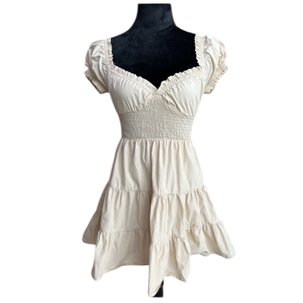 Princess Polly size 0 Daniela Smocked Mini‎ Dress in Tan